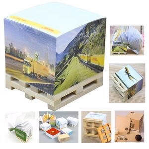 Promotion 3D Memo Paper Block Sticky Note With Wooden Pallet