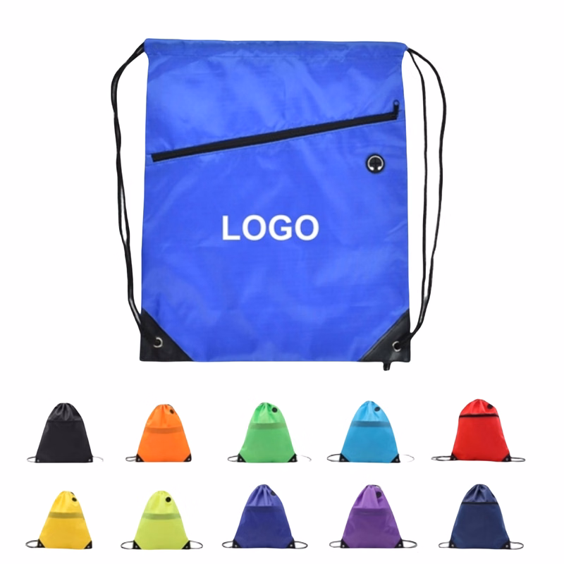 Zipper Pocket Pull String Backpack