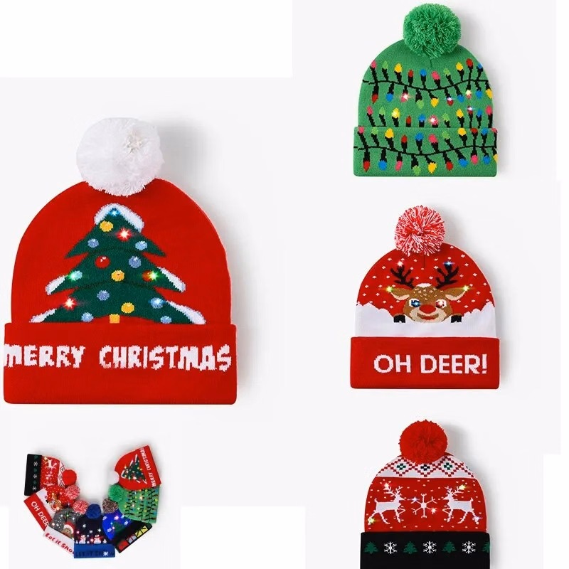 LED Christmas Glowing Decoration Knitted Hat