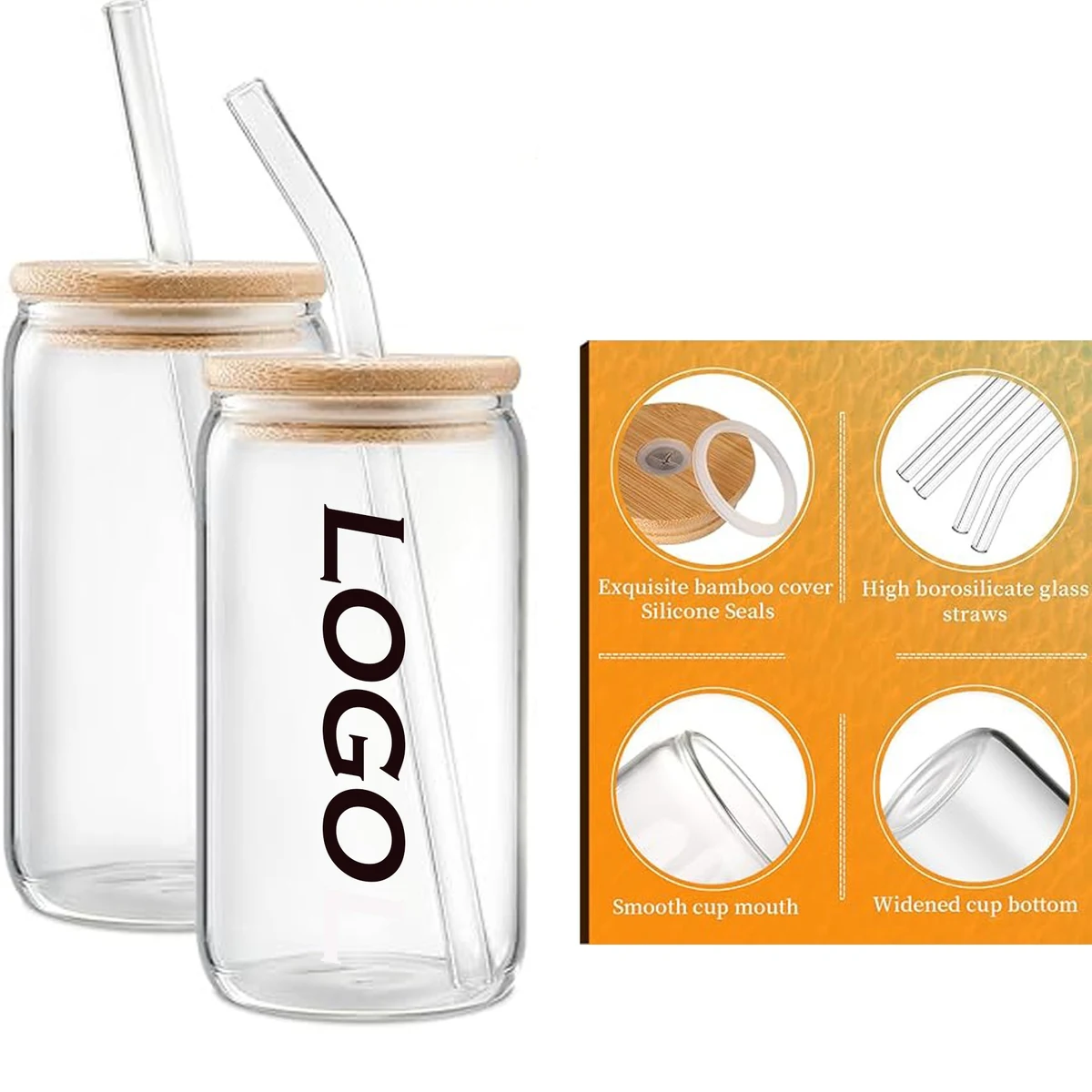 Glass Cups with Lids and Straws, Coffee cups 1