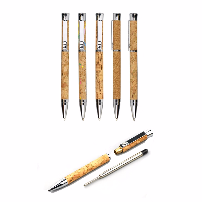 Cork Ballpoint Pen With Metal Clip