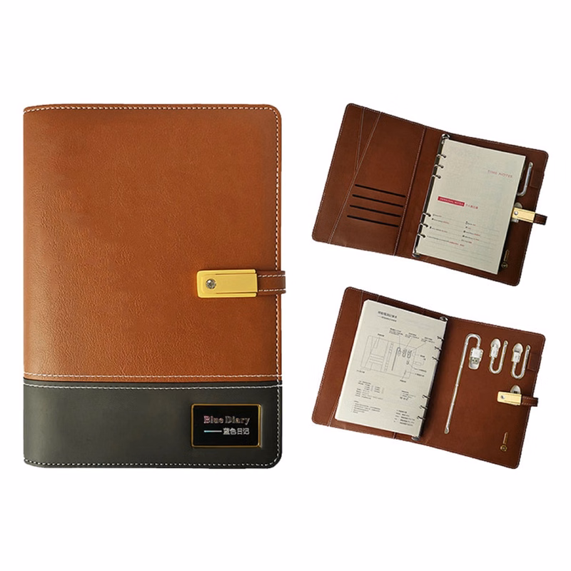 Diary Notebook with Power Bank and USB Flash Drive