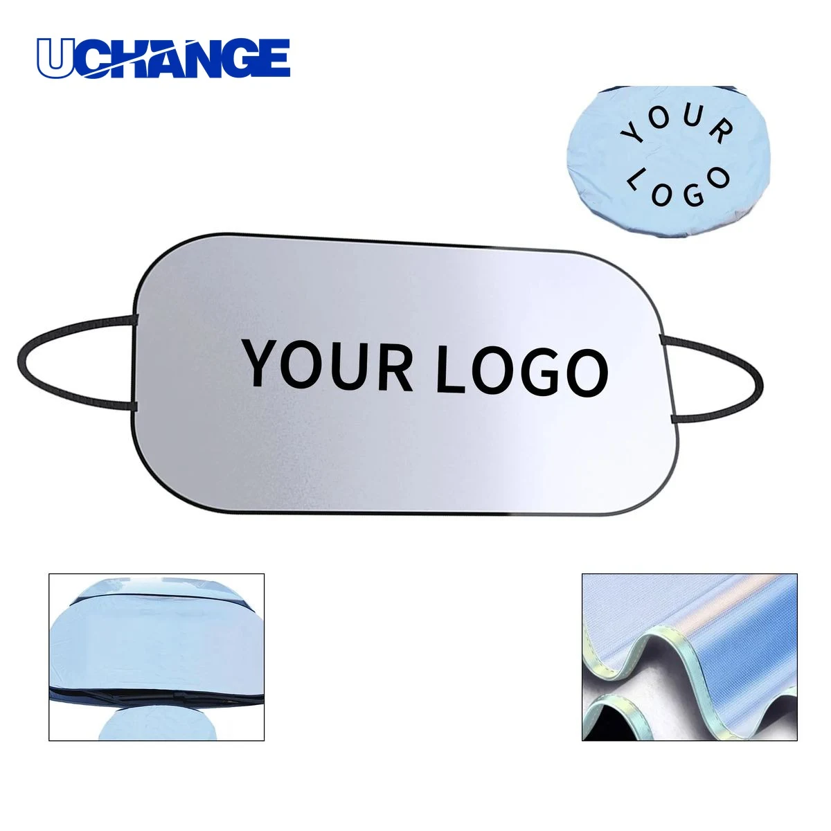Foldable Silver Fabric Car Sunshade 51x23 for Windshield Use 1