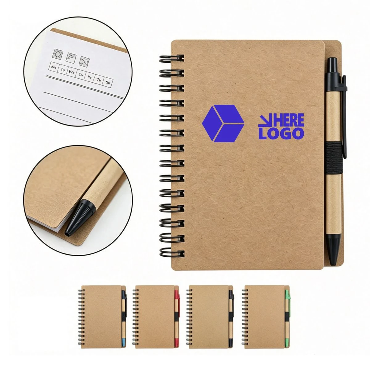 5" Natural Kraft Paper Cover Journal & Pen Set 1