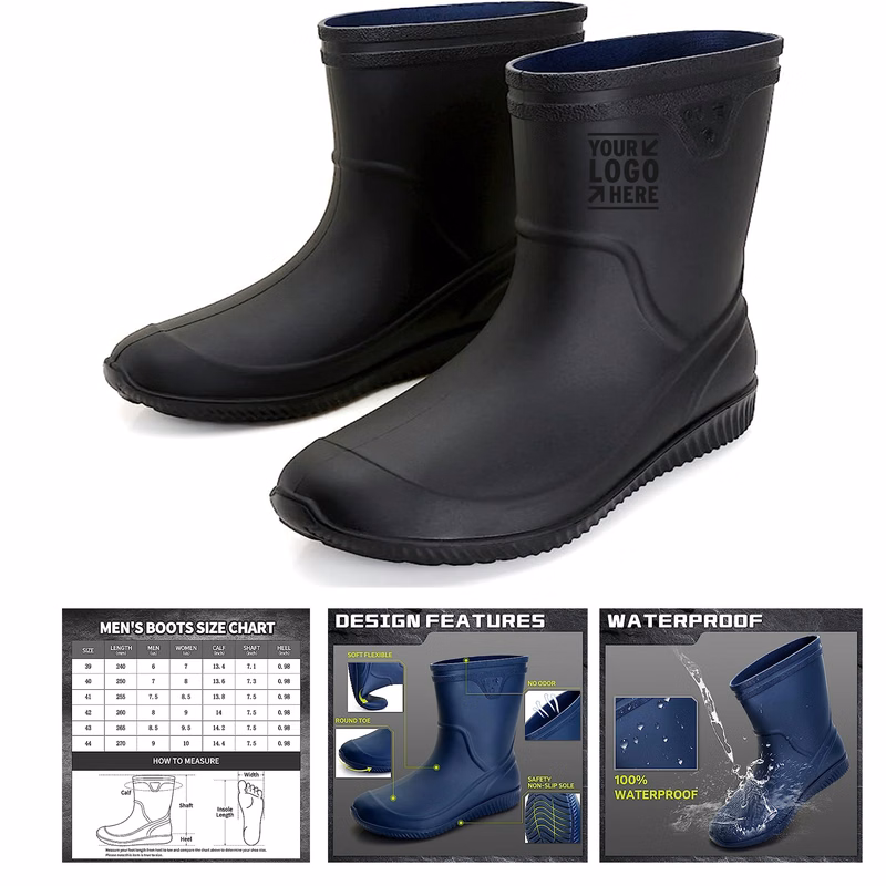 Mid-Calf Waterproof Rubber Boots Mens