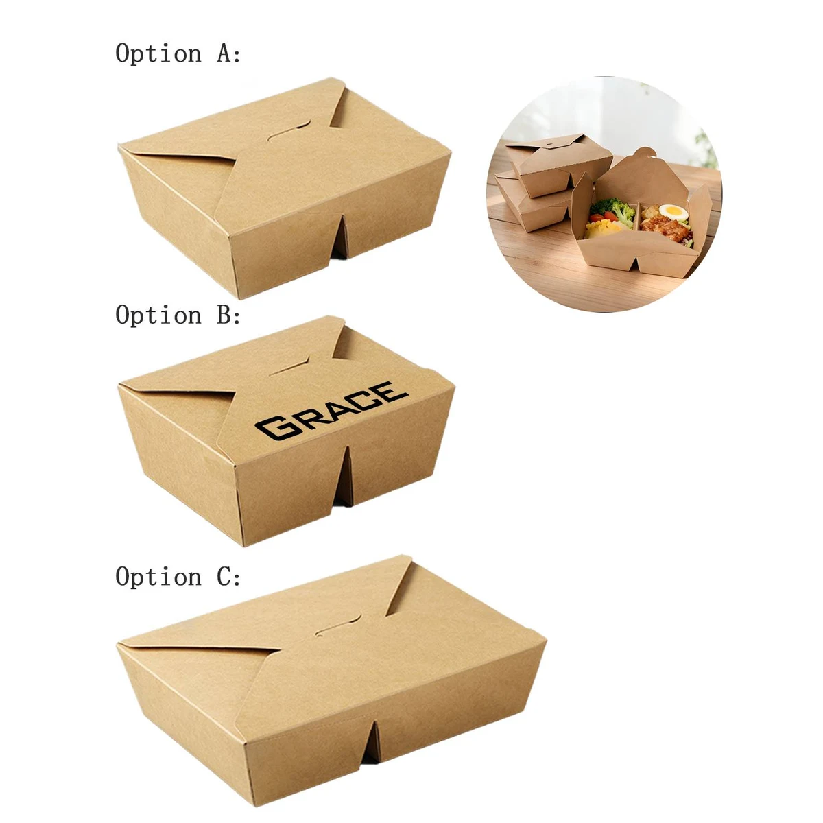 32 oz Disposable Kraft Double Compartment Takeout Box 1