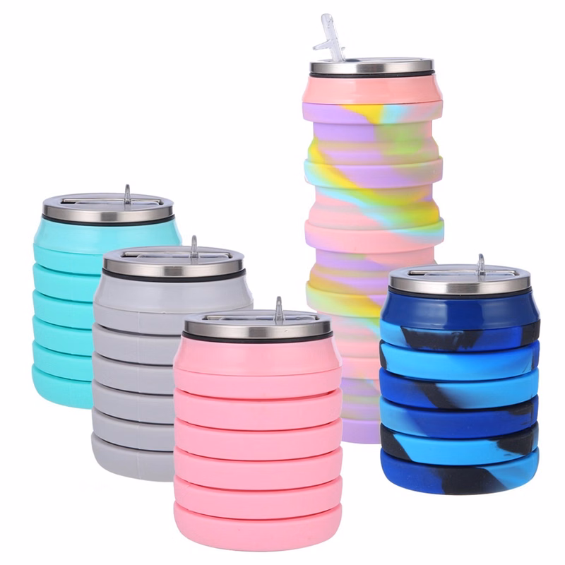 16 Oz. Silicone Collapsible Bottle with Drinking Lid