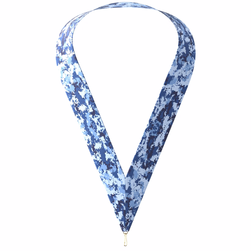 1-1/2" x 34" Sublimated Blue Camo Neckband w/ Quick Clip