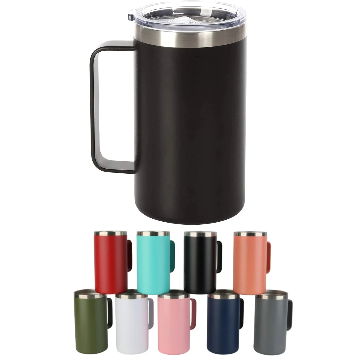 24 OZ Beer Tumbler Camping Cup with Handle and Lid 1