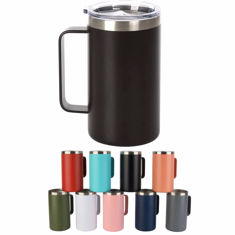 24 OZ Beer Tumbler Camping Cup with Handle and Lid
