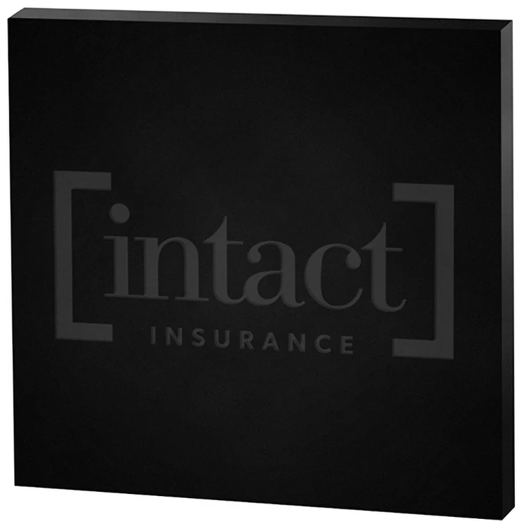 Black Square Paper Weight (4"x 4"x 3/8") Laser Engraved 1