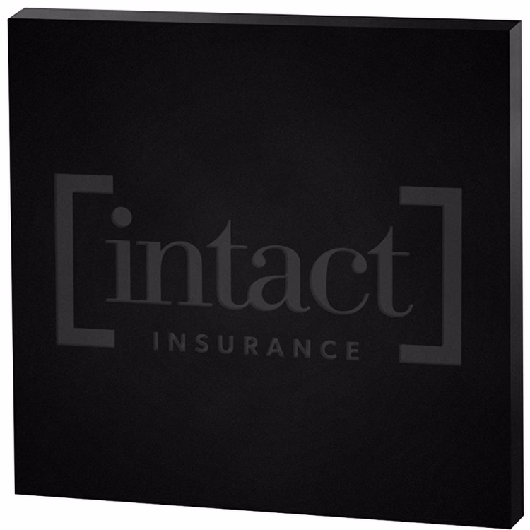 Black Square Paper Weight (4"x 4"x 3/8") Laser Engraved