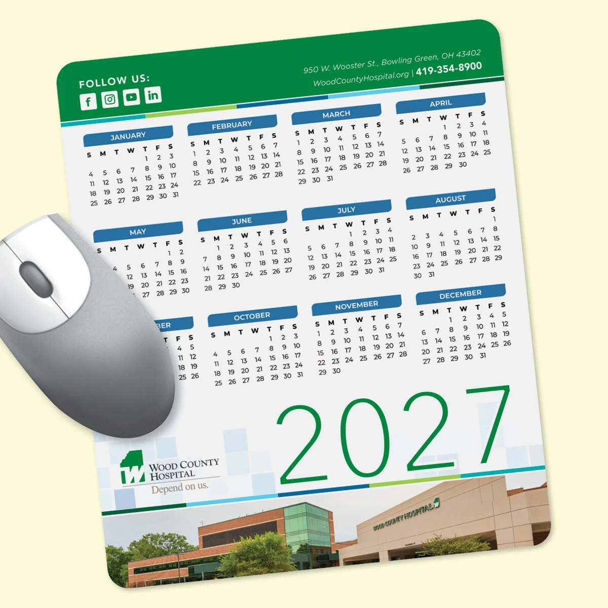Peel&Place 8"x9.5"x.015" Ultra-Thin Calendar Mouse Pad 1
