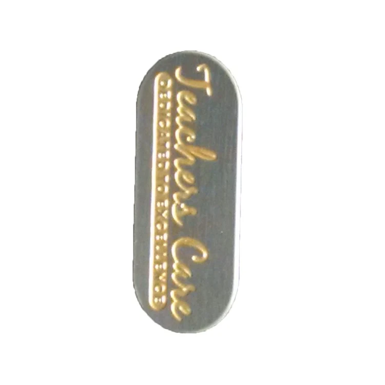 Oval 0.65" Polished Nickel Etched Lapel Pin with Gold Color Fill - USA Made 1