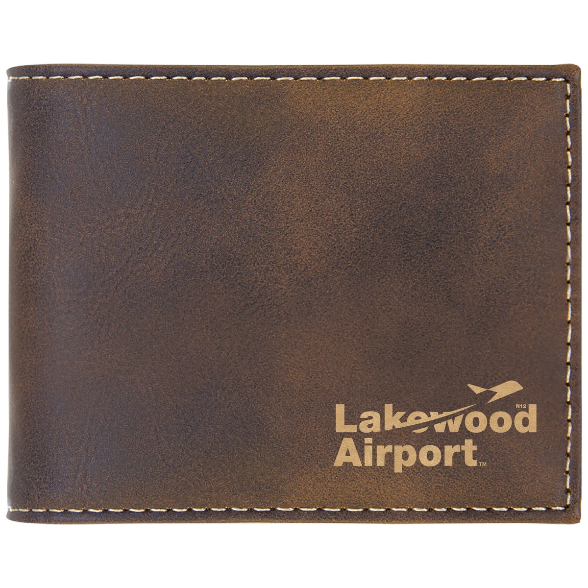 Rustic/Gold Leatherette Bi-Fold Wallet w/ Flip ID Display 1