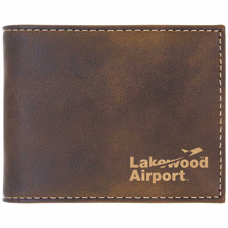 Rustic/Gold Leatherette Bi-Fold Wallet w/ Flip ID Display