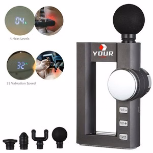 Heat Therapy Muscle Vibration Massager Tool With 32 Speed Settings And Interchangeable Heads