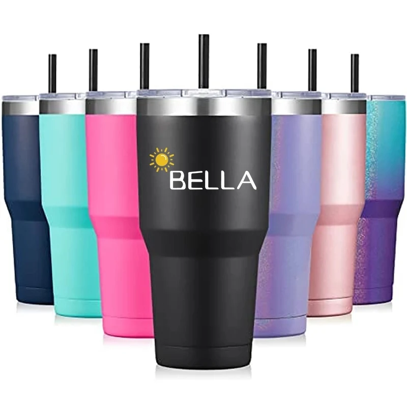 30Oz Stainless Steel Tumbler Insulated Cup With Lid & Straw 1
