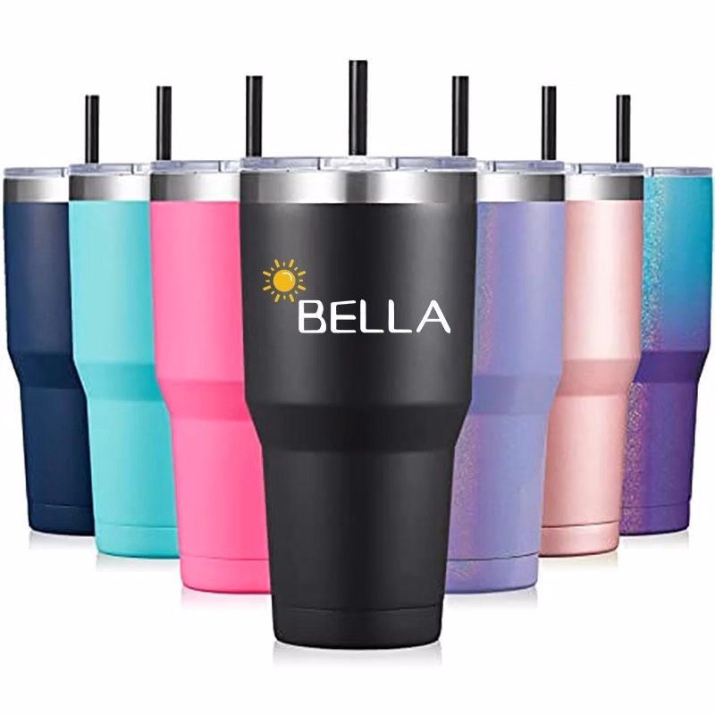 30Oz Stainless Steel Tumbler Insulated Cup With Lid & Straw