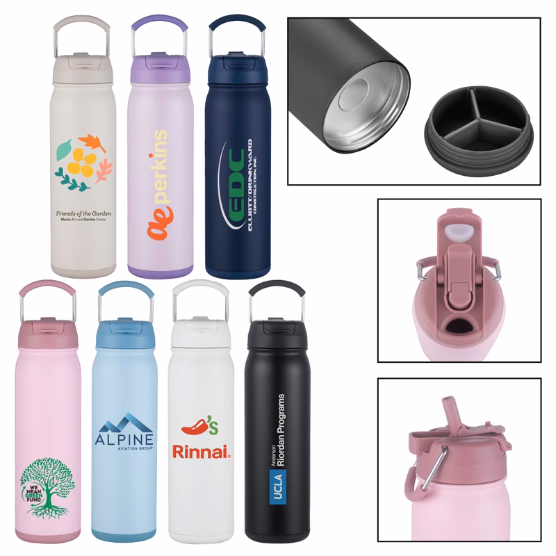24 oz. PopSip Vacuum Insulated Water Bottle w/2-in-1 Sipper Straw Lid
