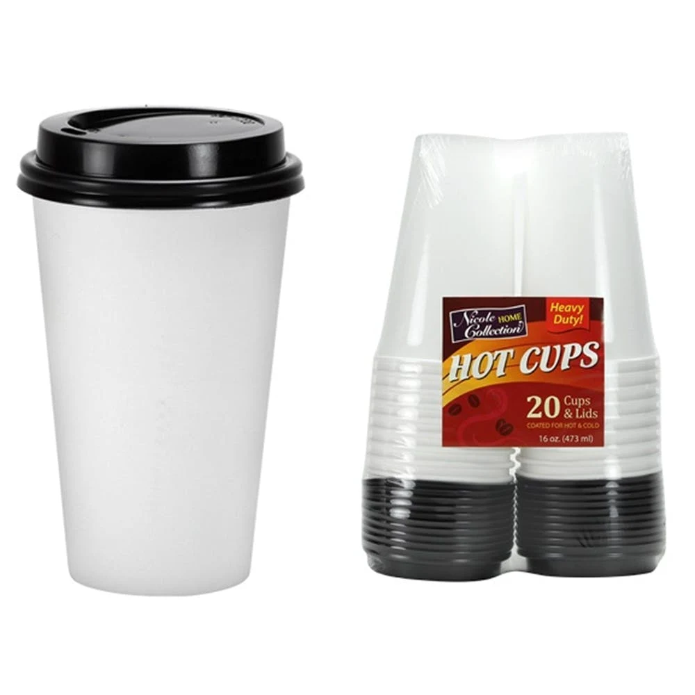 Hot Cups with Lids - White 16 oz 20 Pack 1