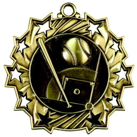 Baseball Ten Star Medal, 2-1/4" 1
