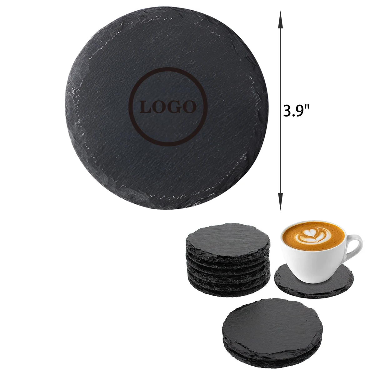 MOQ 50 PCS Heat Insulating Round Slate Coaster 1