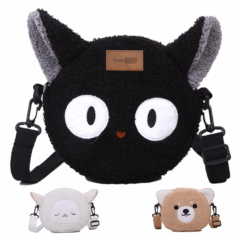 Cotton Cute girl lamb hair shoulder cross-body bag
