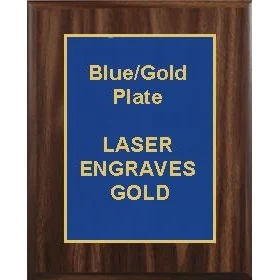 10-1/2" x 13" Classic Walnut Finish Plaque with a Blue Designer Plate 1