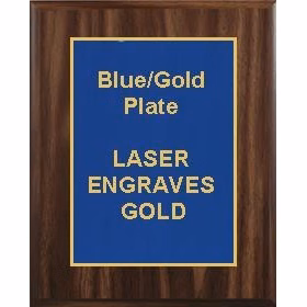 10-1/2" x 13" Classic Walnut Finish Plaque with a Blue Designer Plate