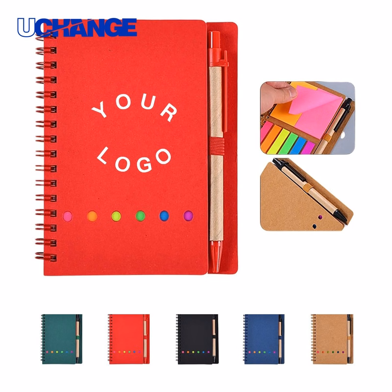 Kraft Notebook Set with Pen and Sticky Notes