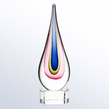 Teardrop Designer Art Glass Award - Pink / Large