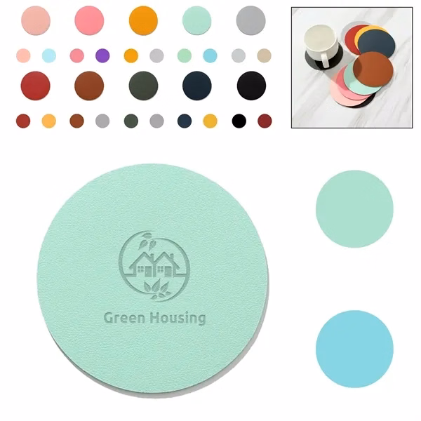 Custom PU Leather Coaster 3.9 x 3.9 Inches — Double Sided Bar Drink Mat