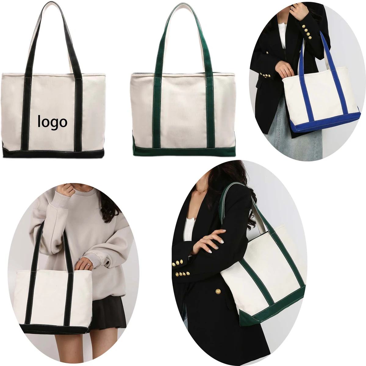 Portable Travel Shoulder Canvas Bag, custom tote bag with logo imprint 1