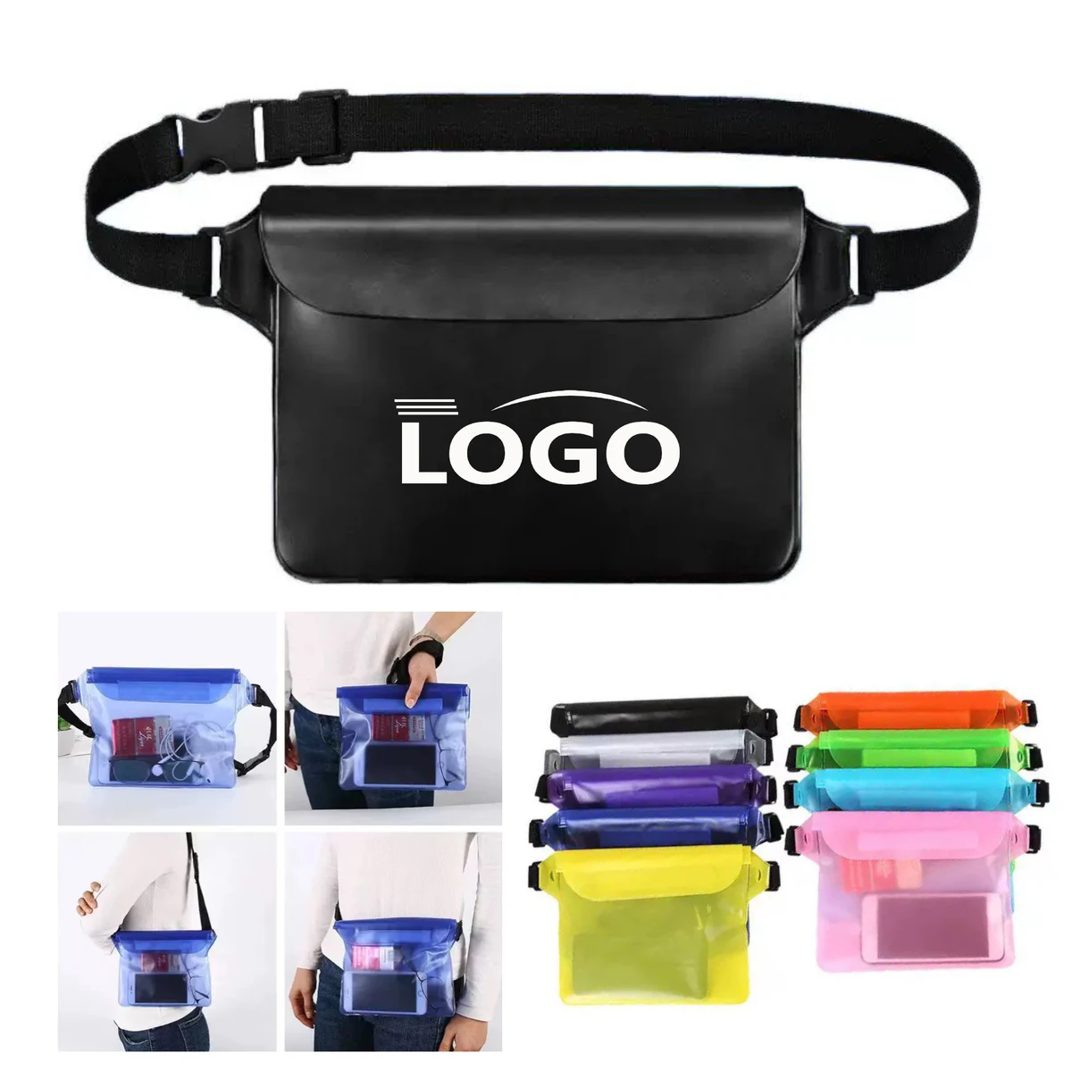 Waterproof Drawstring Pouch with Adjustable Waist Strap 1