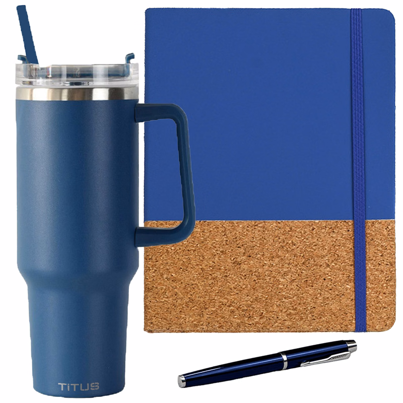 TiTUS® 30 oz Travel Mug, Mulch Executive Notebook & Pen Gift Set