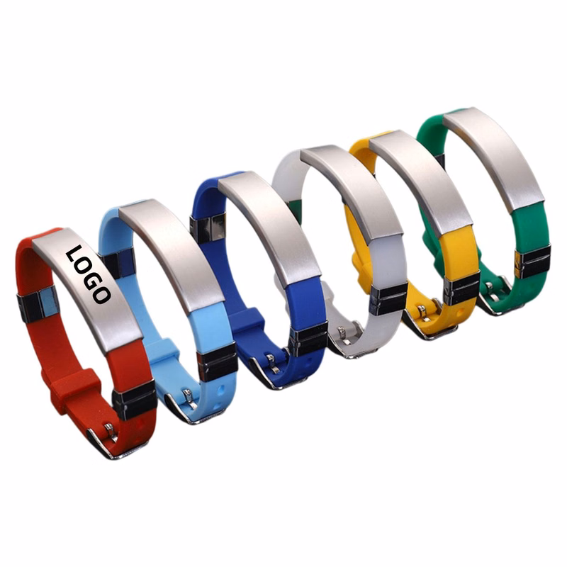 Silicone Stainless Steel Engraving Wristband
