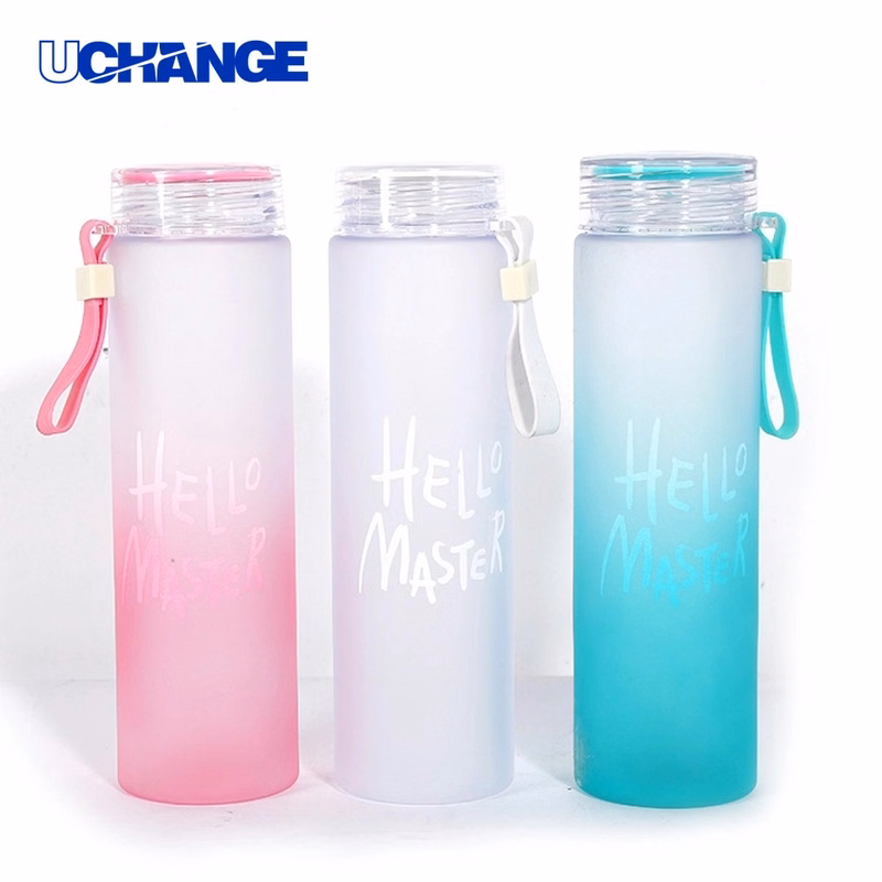 Glass Water Bottle Container with Plastic Lid (16 oz)