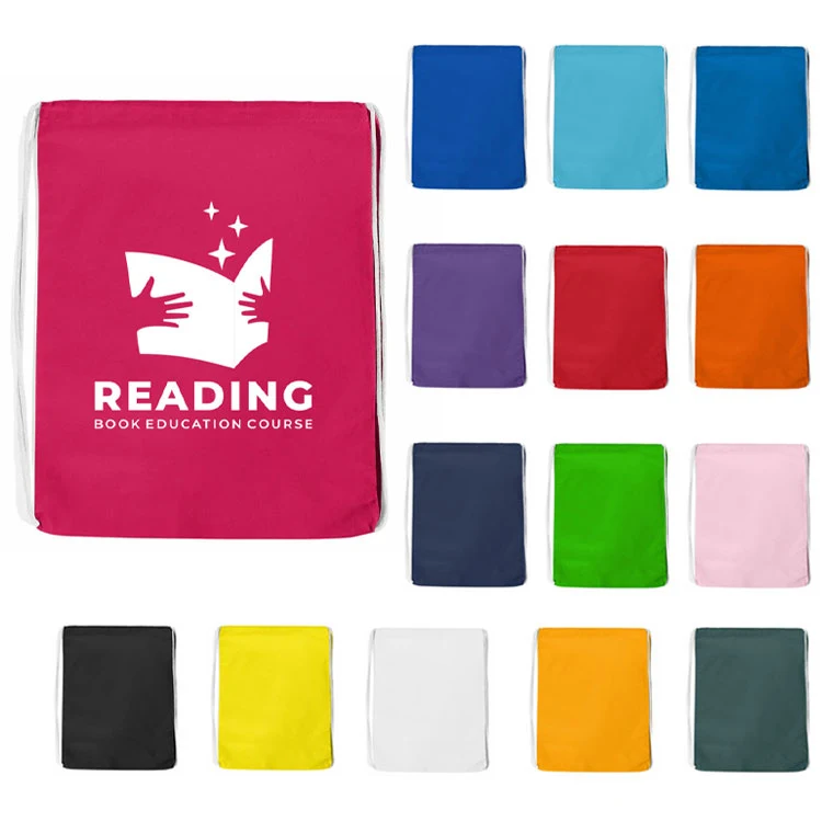 Colored Cotton Sports Pack, custom drawstring bag with logo imprint 1