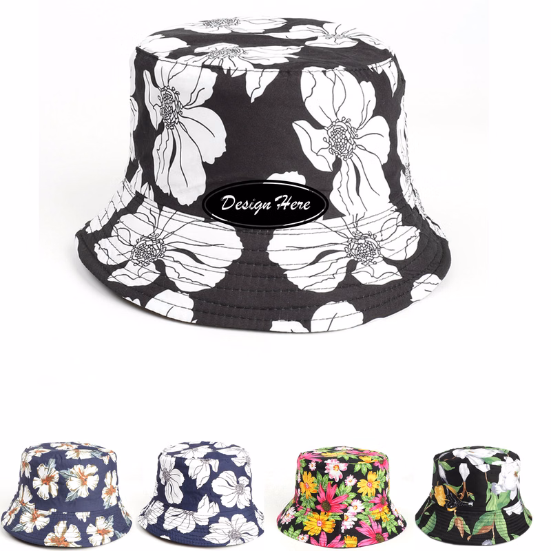 Ethnic Style Flower Bucket Hat Double-sided Colorful