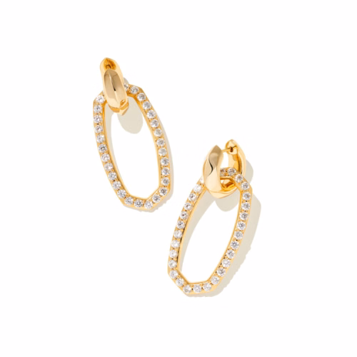 Kendra Scott Danielle Convertible Gold Earrings in White Crystal