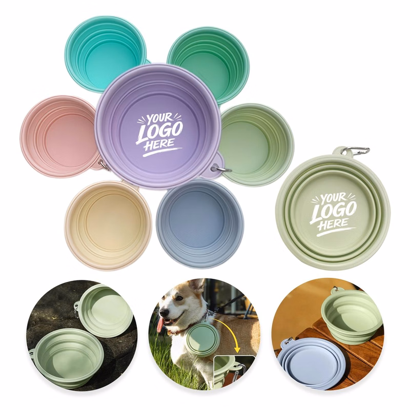 Foldable Silicone Pet Bowl With Carabiner Travel Cup