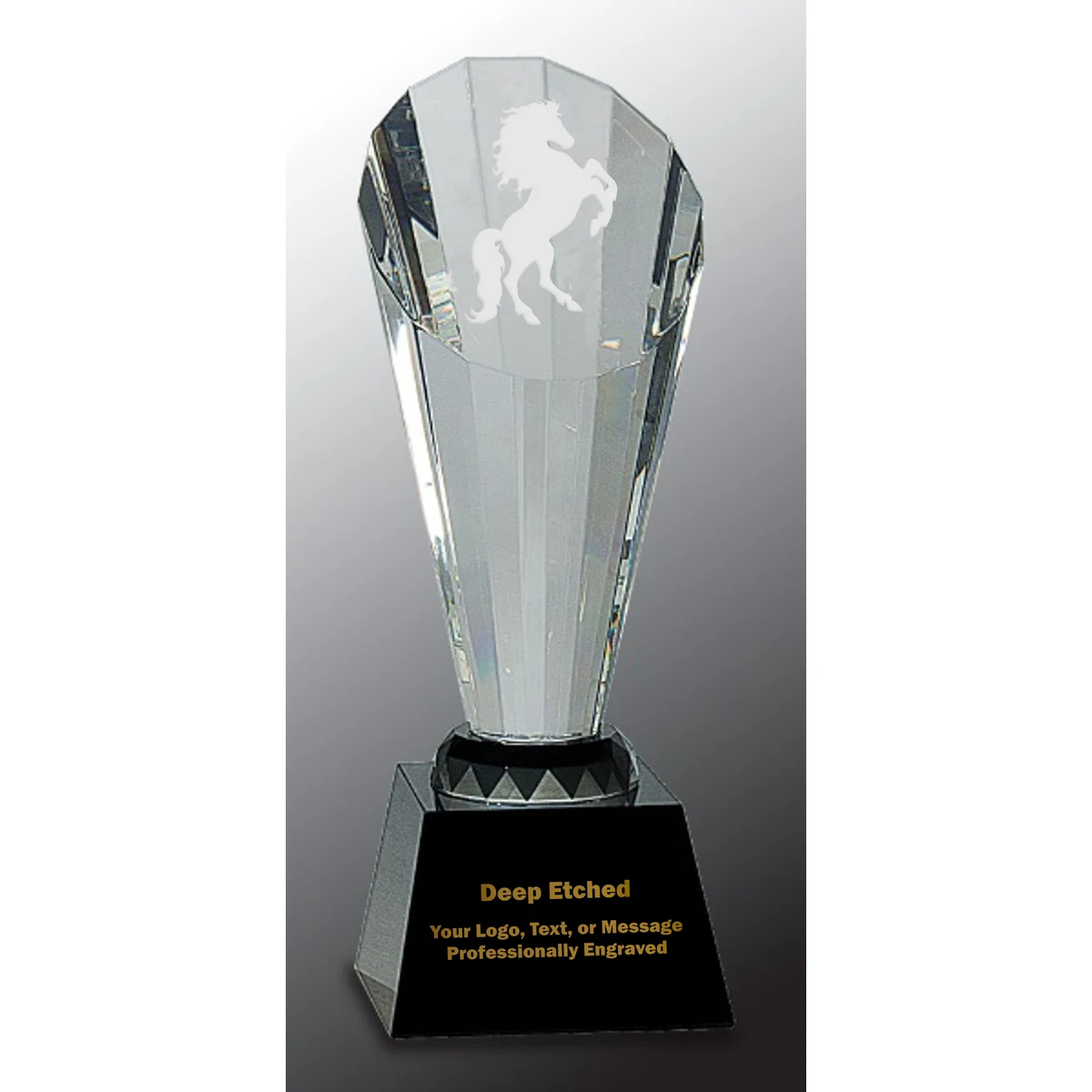 10" Clear Crystal Faceted Rising Spire Award on Black Base 1