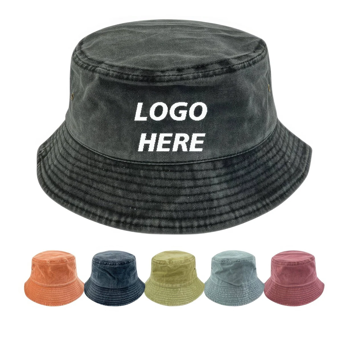Custom Washed Cotton Bucket Hats Unisex 1