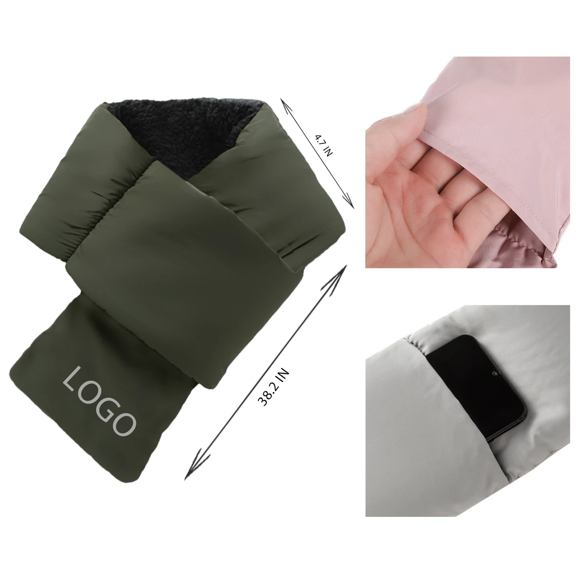 MOQ 10 PCS Versatile Winter Fleece Thermal Scarf 1