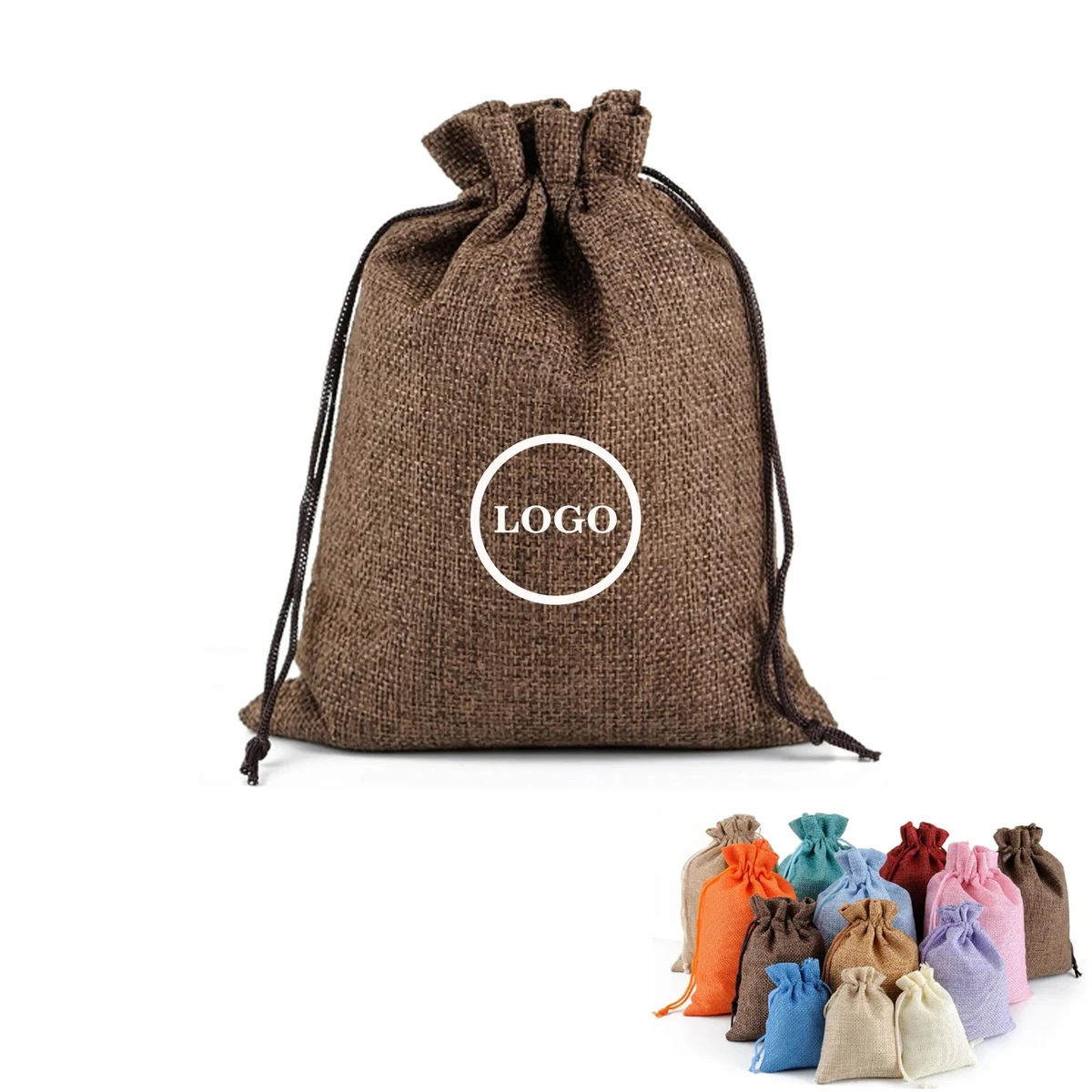 Medium Natural Burlap Pouches Jute Drawstring Bags 5" X 7" 1