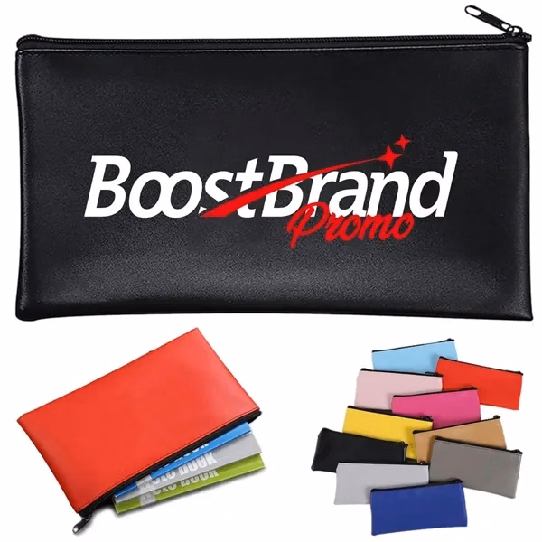 Custom Genuine Leather Cash & Card Pouch with Zipper — Professional & Corporate Gift