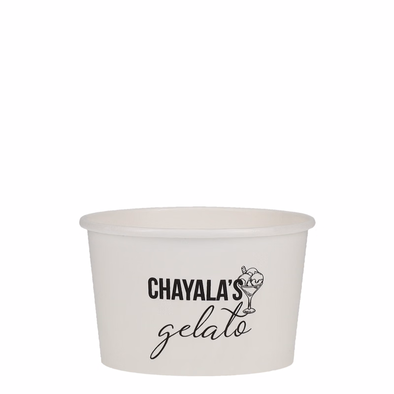 8 oz Food Container Paper White Tradition Print