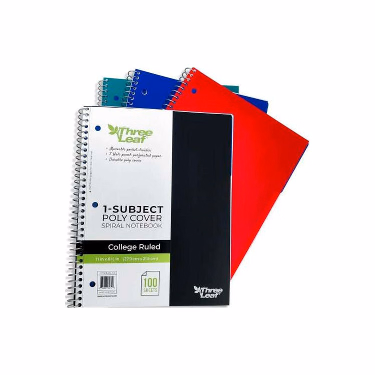 1-Subject Poly Cover Spiral Notebooks College Ruled Assorted