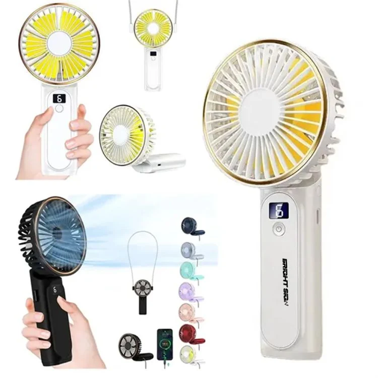 Foldable Handheld Fan with Lanyard and Display 1